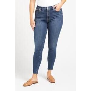 Good American Good Legs High Rise Cropped Skinny Jeans Raw Hem Blue 2 / 26